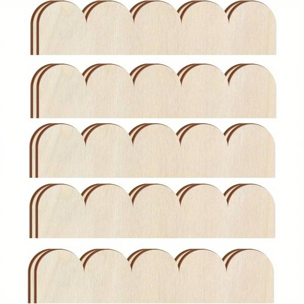 6pcs Scalloped Wood Trim - Elegant Decorative Molding For Walls, Cabinets, Shelves & Doors - DIY Home Improvement With Stylish Scalloped Edge Design, Door Accents|Sleek Wood Finish|Smooth Texture, Shelf Liners And Decorations