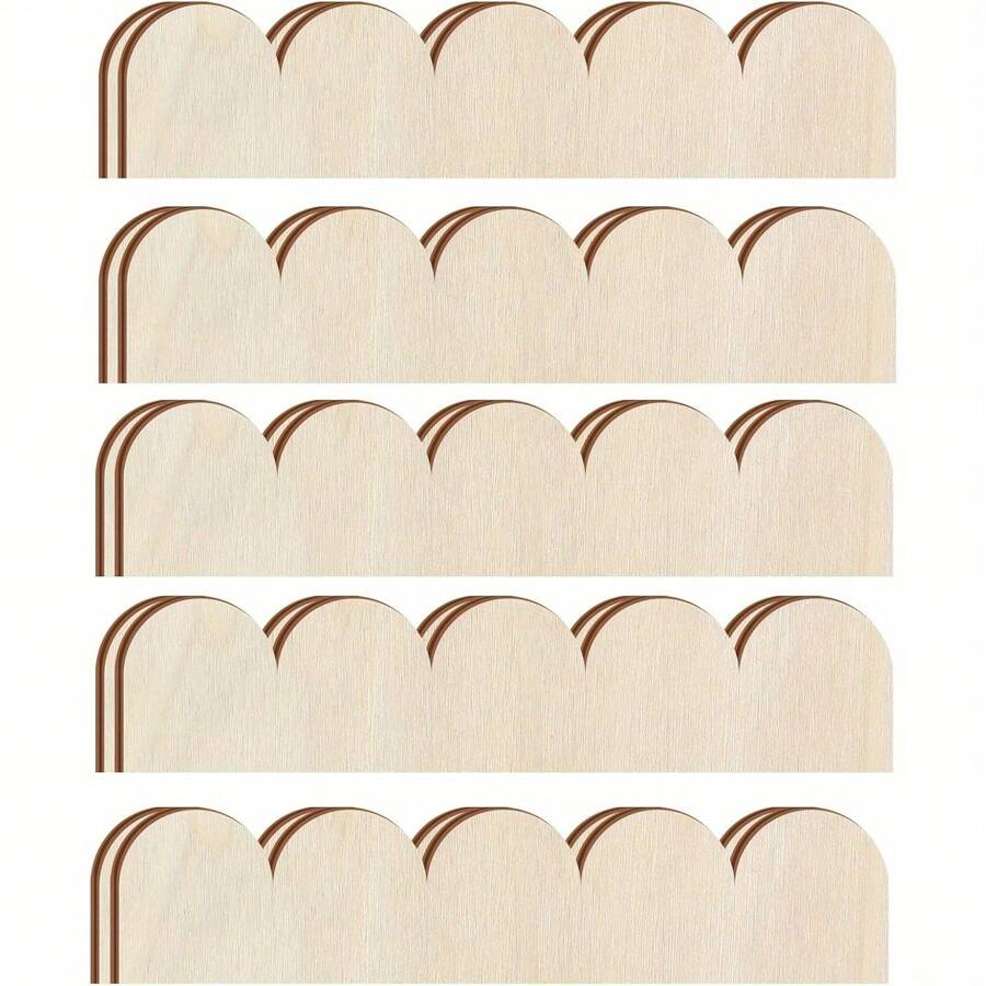 6 قطع من الزخرفة الخشبية المموجة -تشكيلة ديكورية أنيقة للجدران والخزائن والرفوف والأبواب - تحسين المنزل بتصميم حافة مموجة أنيقة ، إكسسوارات الباب | تشطيب خشبي أملس | ملمس ناعم ، بطانات الرف والديكورات