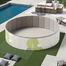 1pc Portable Non-Inflatable Easy Set-Up Swimming Pool, Outdoor Summer Courtyard Water Play Pool, Composite Board Round Family Relaxing Fun Pool, Ball Pit - Multicolor - View 2