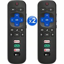 Pack Of 2 For RokuTVRemoteReplacementUniversal Control For  ONN Hisense Roku TVs65hj - 黑色 - 查看 1