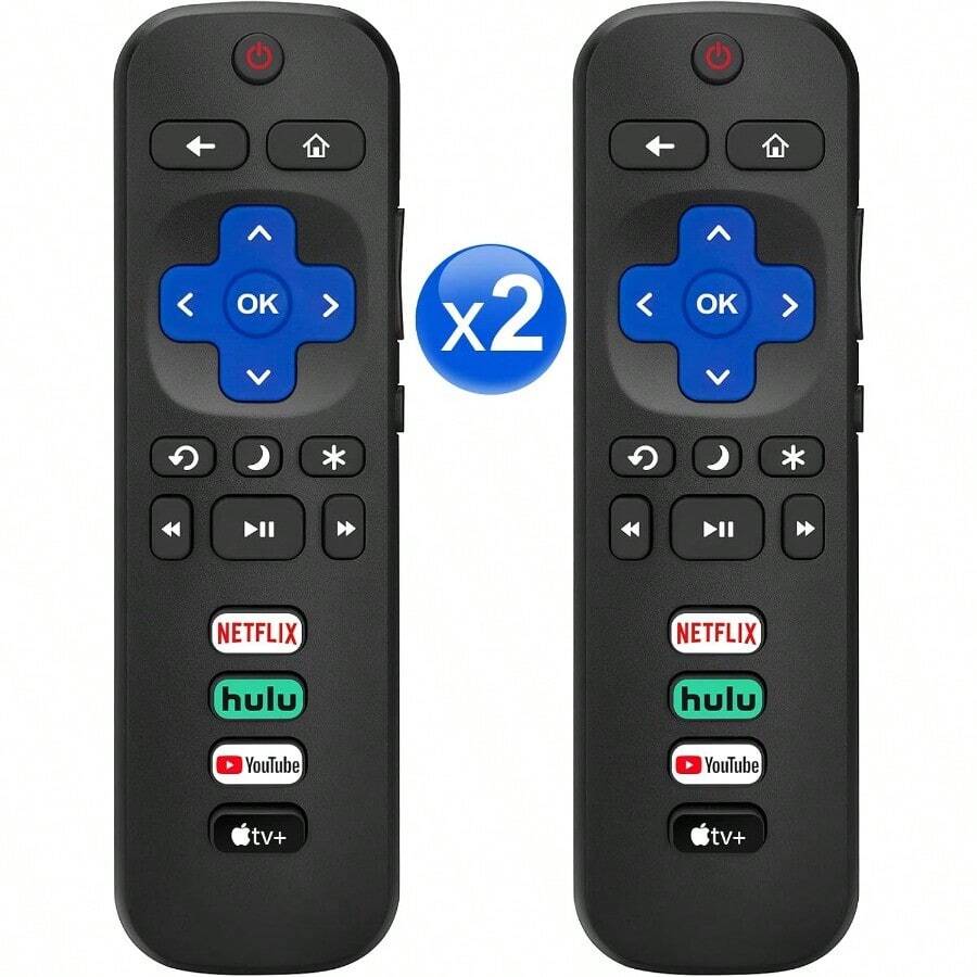 Pack Of 2 For RokuTVRemoteReplacementUniversal Control For  ONN Hisense Roku TVs65hj - 黑色 - 查看 1