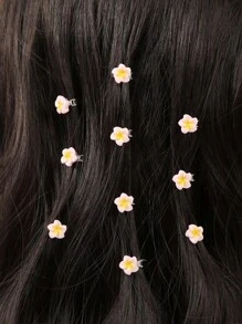 10 Stücke Mini Blumen Haarclips, süß und niedlich, geeignet für den täglichen Gebrauch von Mädchen, Haaraccessoire, Sommeraccessoire, Reise, Klemmclips, Haarspangen, Haarklammern