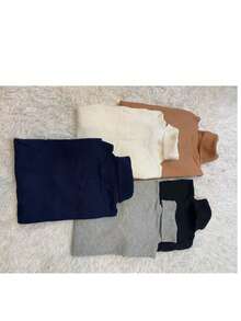 Kit 5 Plain Basic Knit Blouse With Cacharrel Collar Winter Fashion - Navy Blue - View 2