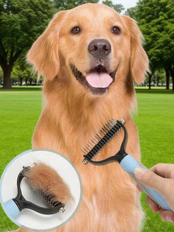 Pet Stainless Steel Double-Sided Knotted Comb Dog Hair Removal Device Beauty Comb Cat Comb Pet Beauty Hair Removal Cleaning Supplies Cat Comb Portable Outdoor Pet Cleaning Hair Removal