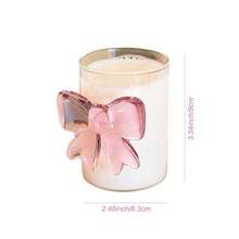 Bow Decor Glass Cup, Cute Water Cup, Household Glass Cup, Princess Style Cup, Juice Cup, Suitable For Iced Coffee And Juice, Drinkware - Transparent + Pink - View 3