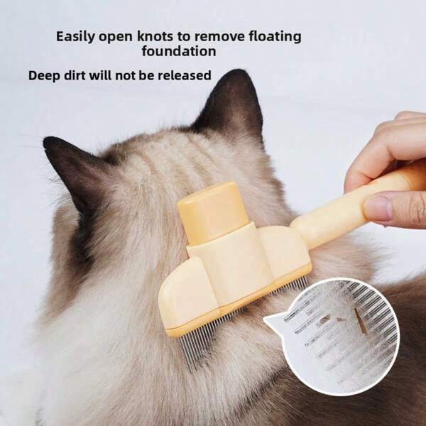 1/2PCSrandom Pet Hair Removal Comb, Long Hair Dense Tooth Needle Comb, Pet Specific Comb, Open Knot To Remove Floating Hair, One Click Self-Cleaning Comb
