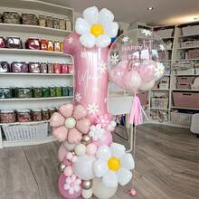 42 件雏菊柱气球套装，派对装饰用品 - 粉色 - 查看 1