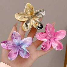 3pcs/1pc Women's Minimalist, Ombre Acrylic Flower Hair Claw Clips, Elegant Versatile Hair Accessories For Updo, Suitable For Holidays And Everyday Wear Flower Hair Clips Autumn Accessories Fall Winter For Vacation Outfits Woman - Multicolor - View 7
