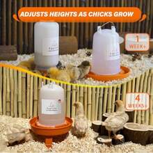 Chick Feeder And Waterer Kit Automatic Chicken Feeder And Waterer Set 1L Chick Feeder And 1.5L Chick Waterer With 3 Heights Adjustable LegsW10 - 如圖 - 查看 6