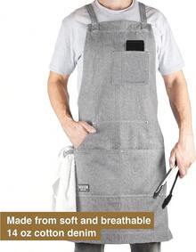 Delantal de chef profesional para la cocina, la barbacoa y la parrilla - Gris - Ver 6