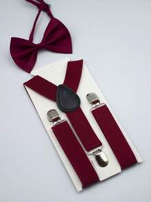 2 piezas/1 set de corbatas de moño y tirantes de unicolor para niños, aptos para bodas, fiestas de cumpleaños, regalos conmemorativos de diferentes festividades, actuaciones escolares, decoraciones y uso diario neutral - Multicolor - Ver 6