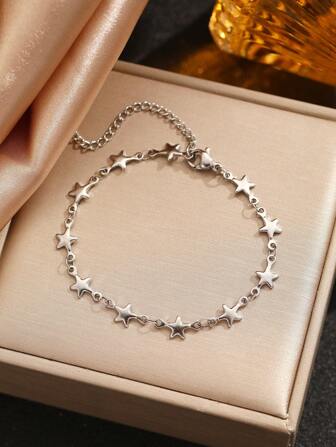 男士女士不锈钢链式手链金色银色吊坠五角星不褪色珠宝