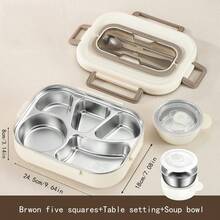 1pc 304 Stainless Steel Bento Lunch Box, Microwave Friendly, Leak-Proof, Thermal, Meal Prep Container With Dividers And Utensils, Portable Work Lunch Box, Food Storage,School Supplies - 304 Stainless Steel Compartment Lunch Box (with Cutlery) - View 18