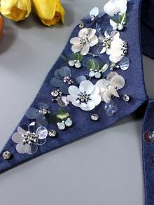 1 pieza Collar de lujo premium brillante, diseño clásico vintage versátil, accesorio de collar de mujer decorado a mano con cristales, adecuado para primavera, verano, otoño e invierno para vestidos, decoración navideña, atuendo de graduación, discoteca - Azul marino-B - Ver 3