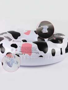 1pc Cow Print Inflatable Swimming Ring With Dual Air Chambers And Handles, Anti-Tipping, Adult Outdoor Inflatable Swimming Ring - Halloween - Multicolor - View 6