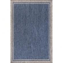 Outdoor Rug, 8X10 Bordered Navy Blue Gray Modern Area Rugs For Indoor And Outdoor Patios, Porches Waterproof Washable Porch De - Multicolor - View 3