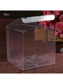 10pcs Transparent Plastic Gift Box PVC Box Gift Packaging Wedding Birthday Celebration Shower Box Party Supplies - Transparent - View 1