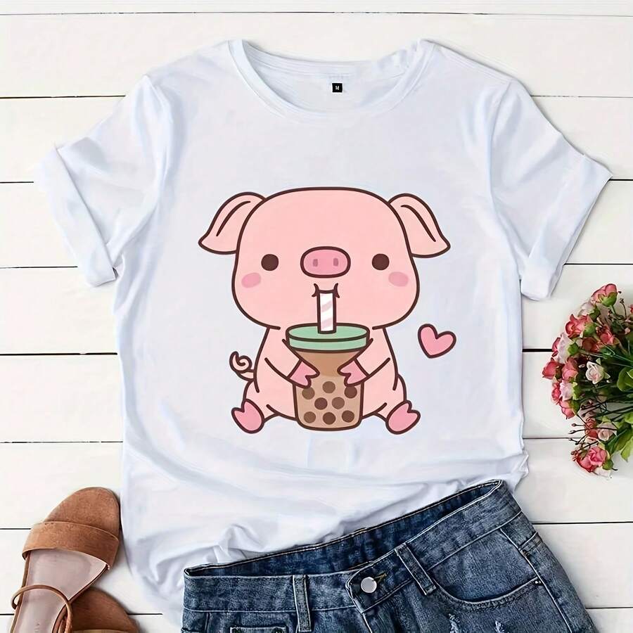 Haruku Street Clog Cute Rtoon Tea Print Wo Sual T-Shirts Tops Fashion  V1377377223g Dark Grey Cotton T-Shirt, Like The Color Of The Night, Gs A Sense Of Package. Oversize Version, Is The Best Choice For Relaxing Late At Night. A Bowl Of Steaming Ra Noodles With A Perfectly Ft-Boiled Egg, Illustrated In Anese Style, Is Detailed And Appetising. It's The Knowing Ile Of All Those Suffering From Late-Night Er Syndrome, The Ultimate Comfort In Simple Sin When You're Cooking A Bowl Of Instant Noodles For Yours At The End Of A Busy Day. - White - View 1