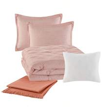 5-Piece Blush Cross Stitch Comforter Set, Full/Queen - 多色 - 查看 3