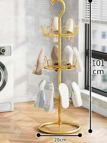 Outdoor Patio Rotatable Iron Shoe Rack, Floor-Standing Drying Shoe Organizer