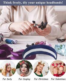 Wecoe Brown Satin Headband Women 1.6 Inch Wide Silk Headband Non Slip Fashion Neutral Colors Plain Hair Band DIY Holiday Hair Accessories For Women Girls Diademas Para Mujer Gifts - 藏蓝色 - 查看 6