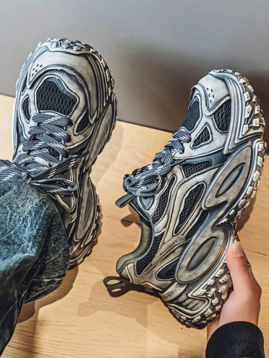 Zapatillas deportivas de malla transpirable estilo vintage para hombres Tom's, zapatos casuales para adolescentes, con suelas gruesas que aumentan la altura, zapatillas gruesas de estilo parisino de alta gama, elegantes y versátiles para el verano, zapatos deportivos y casuales con suela gruesa y muy atractivos