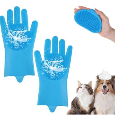 1/2pcs Pet Beauty And Cleaning Gloves | Dog And Cat Bath And Shampoo Gloves Brush - Suitable For Dog And Cat Pet Hair Remover Beauty Tool | Also Suitable For Kitchen Cleaning Silicone Gloves - Practical Kitchen Tool