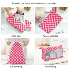 8 Set Travel Essentials, Suitcase Organizer Bags, Packing Cubes, Storage Bag, Travel Organizer Bags, Vacation Essentials, Travel Accessories, Cruise Essentials, Beach Essentials, Purse Essentials, School Supplies, Suitable For Organization And Storage - 紅粉格子 - 查看 6