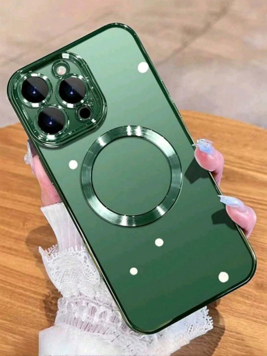 Black Shockproof TPE Phone Case Compatible With MagSafe Charger, Lens Protector Compatible With IPhone 11, 12, 13, 14, 15, 16, 17 - Green - View 1