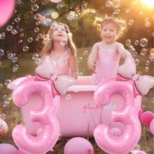 40 Inch Number 0-9 Balloon With Bow Pink Happy Birthday Jumbo Number Balloon For Daughter Birthday Decorations Party Supplies - Multicolor - View 3