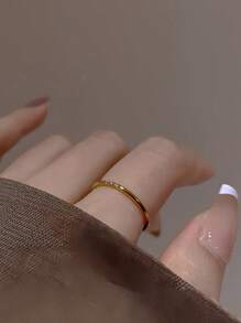 1 pieza/2 piezas/3 piezas Anillos sencillos de titanio y acero con rhinestones, anillos apilables vintage únicos adecuados para uso diario de la mujer, gran regalo para amante/amigo en días festivos