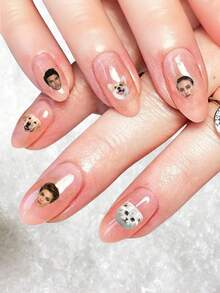 1pc Custom Face Nail Decals Sheet – Personalized 0.8*0.8cm Waterproof Stickers With Pet Or Portrait Photo, Custom Nail Decals, Custom Face Sticker, DIY Nail Art, Unique Gift For Women, Friends, Girls, Birthday, Back To School & Wedding Party, DIY Nail Art Sheet, Idea Gift For Mother's Day, Graduation Season, Birthday, Unique Gift Friends, Gift For Her Ornamental, Letter Contracted Customized Treasure Finds - Multicolor - View 5