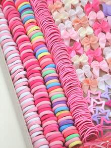 940pcs Girls Multicolor Pearl Butterfly Hair Clips, High Elastic Durable Non-Damaging Butterfly Hair Ties, Hair Ties, Side Bangs Clips, Barrettes, Versatile For Daily Use - Multicolor - View 2