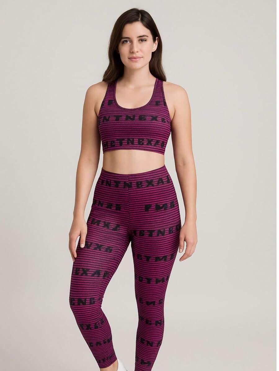 Women's Gym Set With Printed Leggings And Top - Sự thích hợp - Xem 1