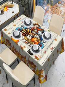 1/20pcs Autumn Harvest Festival Thanksgiving Themed White Background Maple Leaf And Cartoon Character Pumpkin Pattern Tablecloth, Suitable For Indoor And Outdoor Gatherings, Is The Perfect Choice For Autumn Harvest Decoration.
