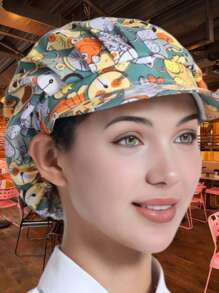 1pc Floral Printed Polyester Hair Band, Soft, Sweat-Absorbent, Dustproof, Adjustable, Breathable, , Washable, Oil-Resistant, Non-Pilling, Well-Crafted, Suitable For Restaurant, Kitchen, Workshop, Travel, Fashion, Work