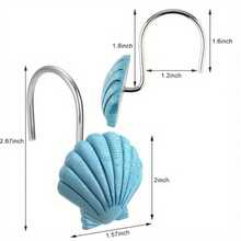 12-Piece Resin Marine Series Hook - Seashell Decor Curtain Shower Curtain Metal Hook - Blue - View 3