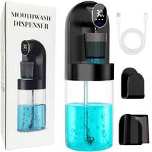 白色/黑色自动感应漱口机，智能皂液器，台式或壁挂式，易于安装，4 个可调节级别，配有两个漱口杯，可见水箱，可充电，适合家庭使用、浴室，可作为返校礼物