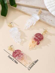 1 对渐变色海星和水母亚克力耳环，时尚甜美百搭海洋主题耳环，适合作为情人节、妈妈、母亲节的礼物 - 1對水母耳環 - 查看 6