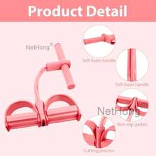 NetHong 4 Tube Tension Rope Puller Pedal Ankle Exerciser Abdominal Elastic Fitness - Multicolor - View 5