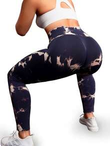 Plus Size Women Seamless High-Waisted Yoga Pants, Oversized Yoga Pants Are Very Fat, Can Be Worn With A High Waist And Nude. They Are 9/10 Plus Size Leggings, Yoga Pants And Leggings Yoga Pants Plus Size Plus Size Gym Clothes Tie-Dye - 藏藍札 - 查看 3