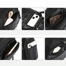 Bolsos bandolera para mujer diseño moderno piel sintética suave con muchos bolsillos accesorios moda femenina bolso casual multiusos organización regalo elegante funcional práctico - Marrón - Ver 9