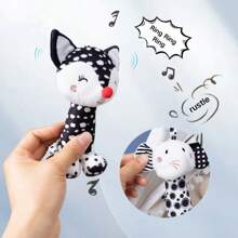 Cute & Funny Black & White Rattle Animal Plush Decoration - Zebra, Fox, Lion, Elephant, Soft Hanging Rattle For Infant & Toddler, Attractive Baby Toy