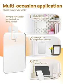 Portable Foldable Mirror 8x5 Inch, Multi-Position Stand & Hanging Hole, Compact Travel Essential White - Trắng-2 chiếc - Xem 3