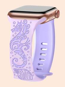 Band Compatible With Apple Watch Bands For Women 40mm 41mm 38mm 42mm 44mm 45mm 46mm 49mm, Engraved Cute Pattern Silicone Dressy Strap For I Watch Series 10 9 8 7 6 5 4 3 2 SE Ultra