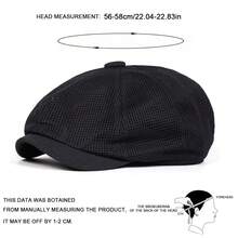 1顶男士纯色网眼贝雷帽，街头时尚前卫，户外休闲帽，适合秋冬季节、街头、商务聚会等场合 - 彩色 - 查看 2
