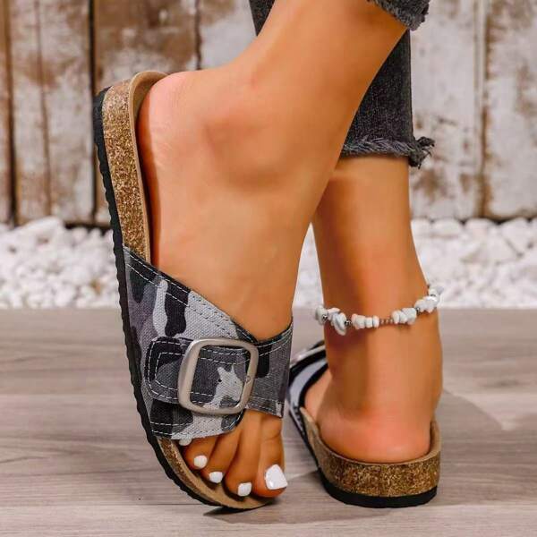 2025 New Summer Couples Slip-On Soft Cork Beach Sandals, Oversized Foreign Trade Women's Shoes, Bohemian Style