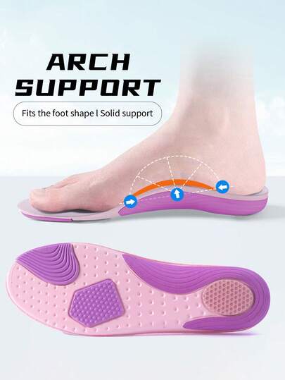 1 par de plantillas de soporte del arco plantar con absorción de impactos y anti-torsión, de alta elasticidad, transpirables y que absorben la humedad, accesorios para calzado unisex