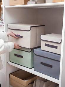 2pcs/Set Foldable Storage Box, Suitable For Bras, Socks, Underwear, Clothes, Pants, Blankets, Stationery, Toys, Books, Drawer Dividers, Jeans Drawer Organizer, Bedroom Accessories, Dust-Proof Lingerie Storage Box, Toy & Clothing Storage Box, Non-Woven Fabric Collapsible Storage Bin, Fabric Wardrobe Organizer, Clothes Storage Organizer, Home Decor, Space-Saving Organizer, Back To School - Multicolor - View 1