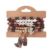 6pcs Set Western Cowgirl Themed Soft Clay Bracelets, Bohemian Style